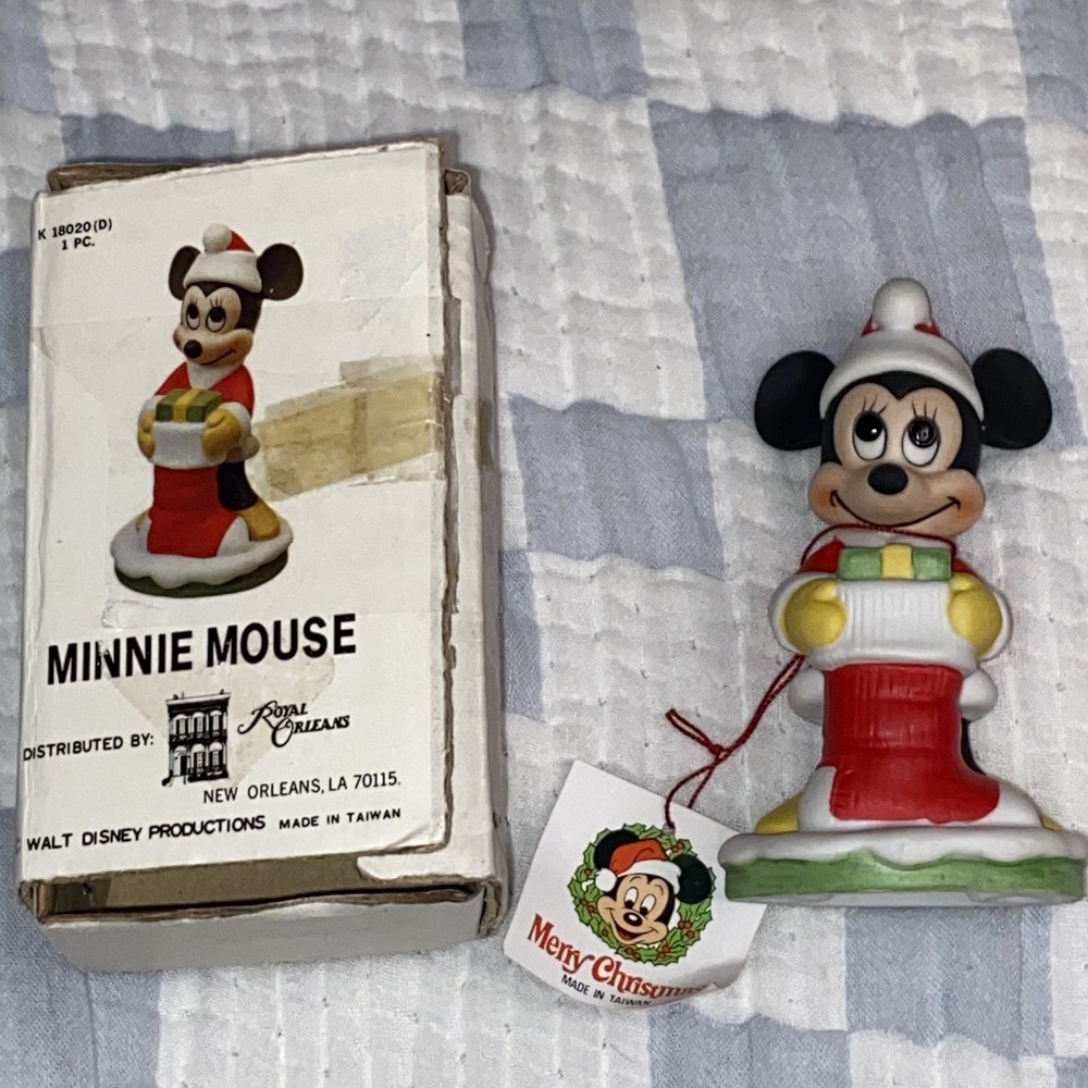Vtg Walt Disney Christmas Gift-Ware 4" Minnie Mouse With Gifts Figurine PA